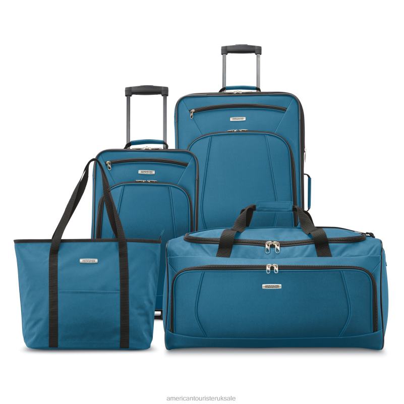 Riverbend 4 Piece Set 0HTH419 American Tourister Teal Blue Luggage